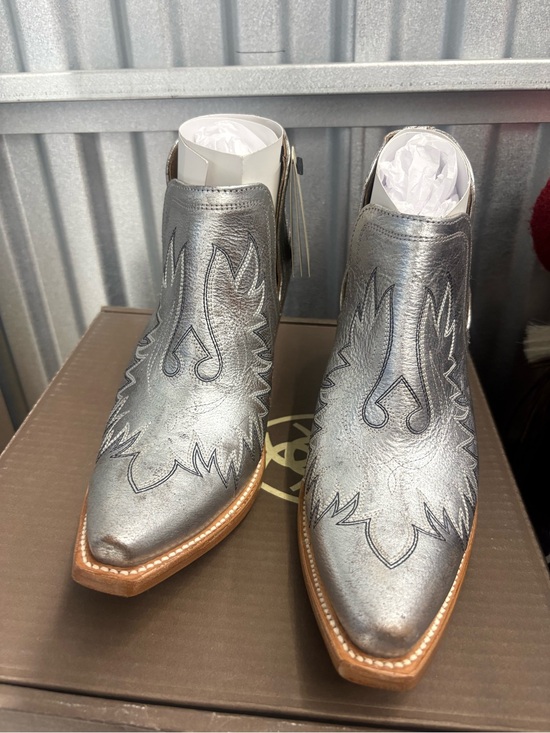 Ariat Shoes - Ariat Metallic Silver Western Ankle Boots with Tan Welt